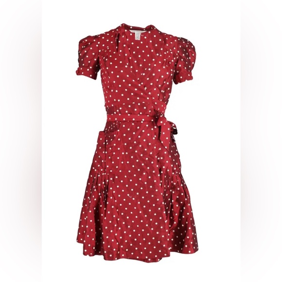 Diane von Furstenberg Silk Tafetta Polka Dot Party Dress Romantic Feminine - Picture 2 of 12